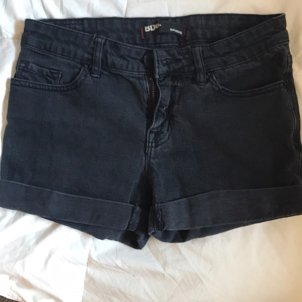 Black denim shorts